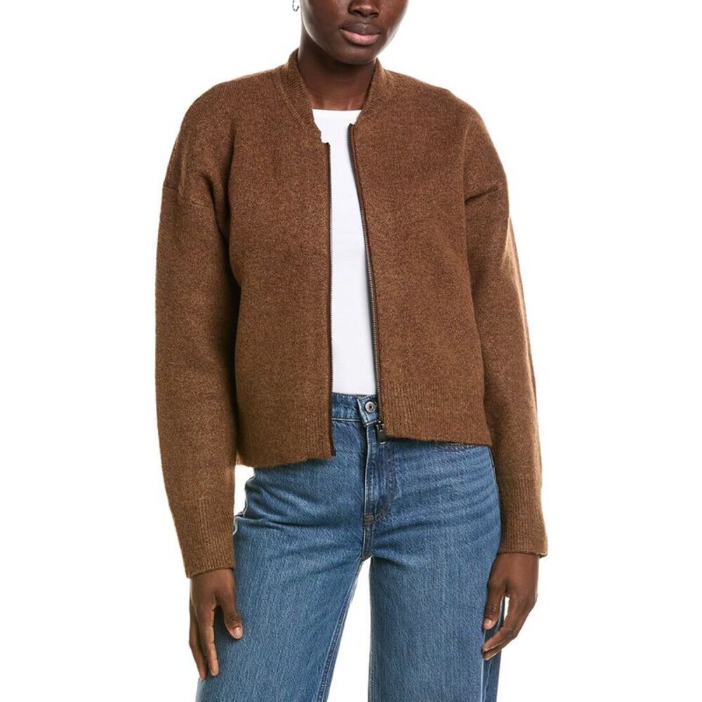 Michael Stars Womens Lidia Cropped Bomber Jacket, Brown